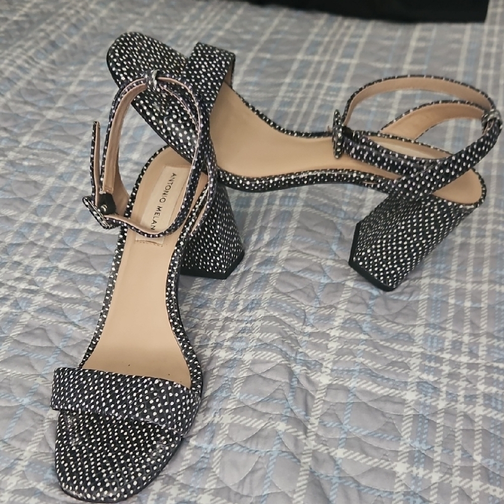 ANTONIO MELANI Black and White Patterned Heels